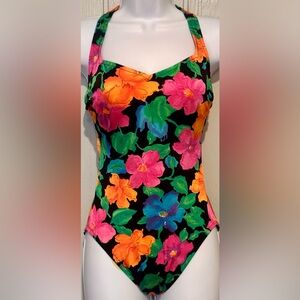 Lands' End Floral One Piece Swimsuit & Matching Sarong